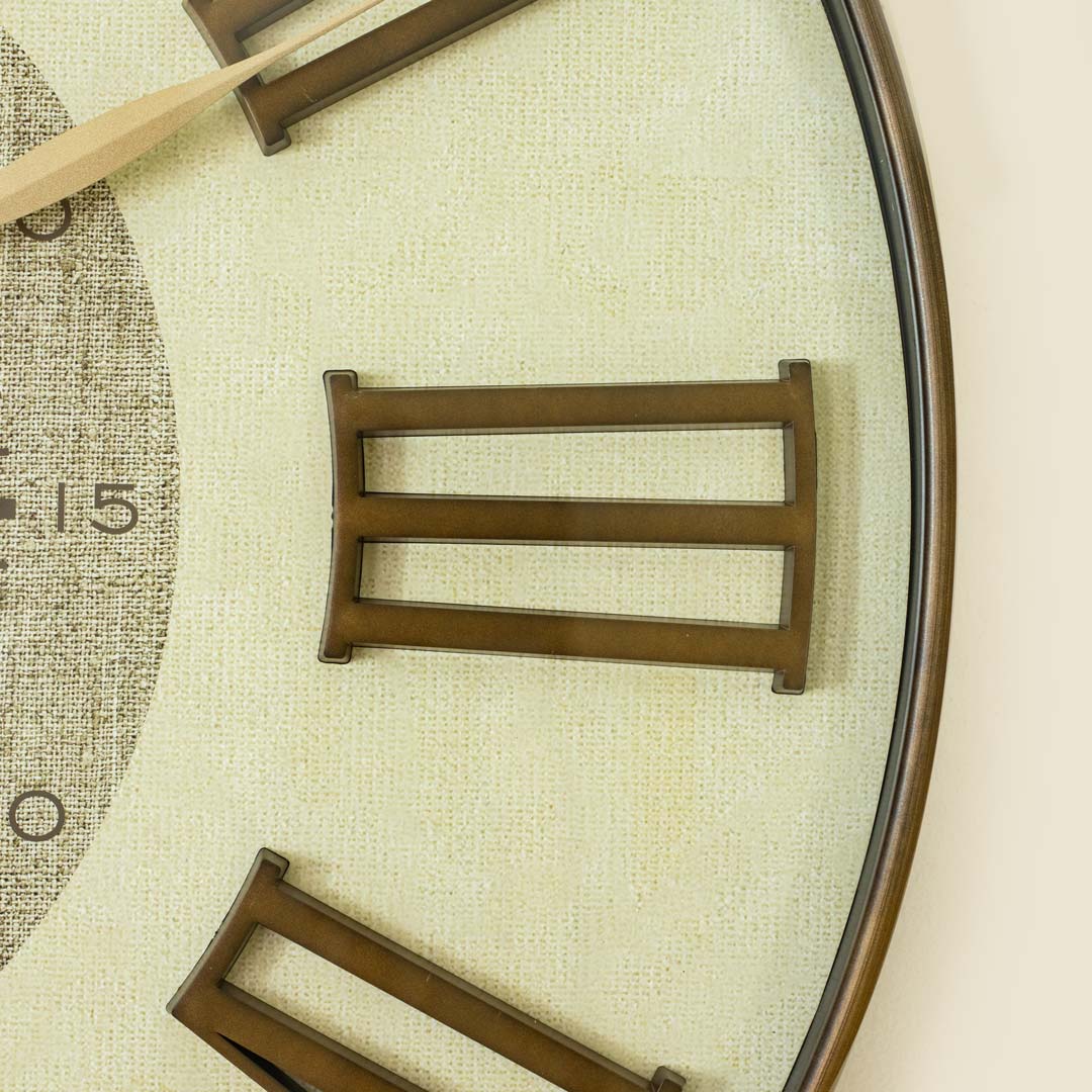WC714-1-Antique Style Wood and Cream Color Wall Clock with Fiber Body Glass Dial and Linen Texture Design (5)