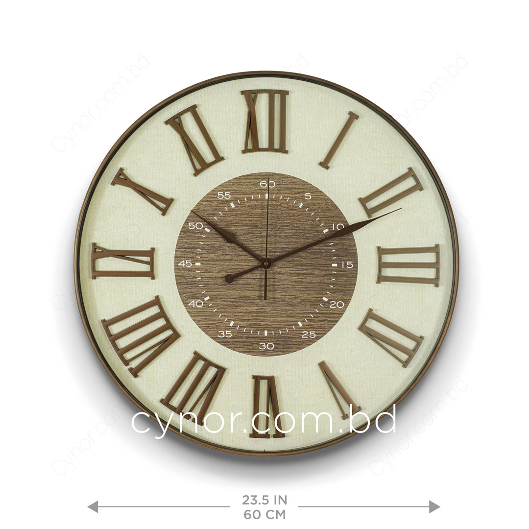 WC714-2-Antique-Style-Wood-and-Cream-Color-Wall-Clock-with-Fiber-Body-Glass-Dial-and-Linen-Texture-Design-(11)