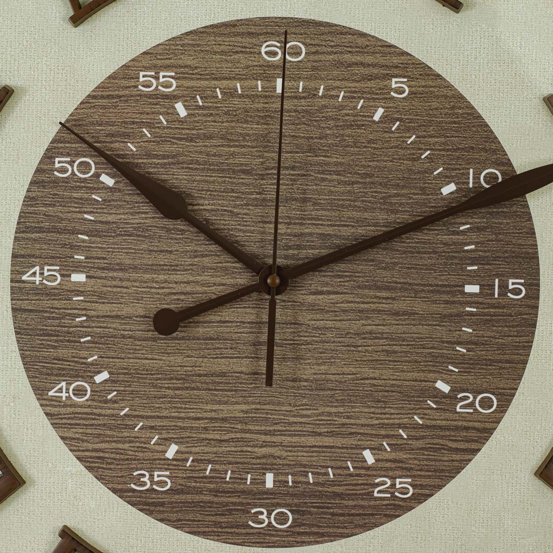 WC714-2-Antique Style Wood and Cream Color Wall Clock with Fiber Body Glass Dial and Linen Texture Design (6)