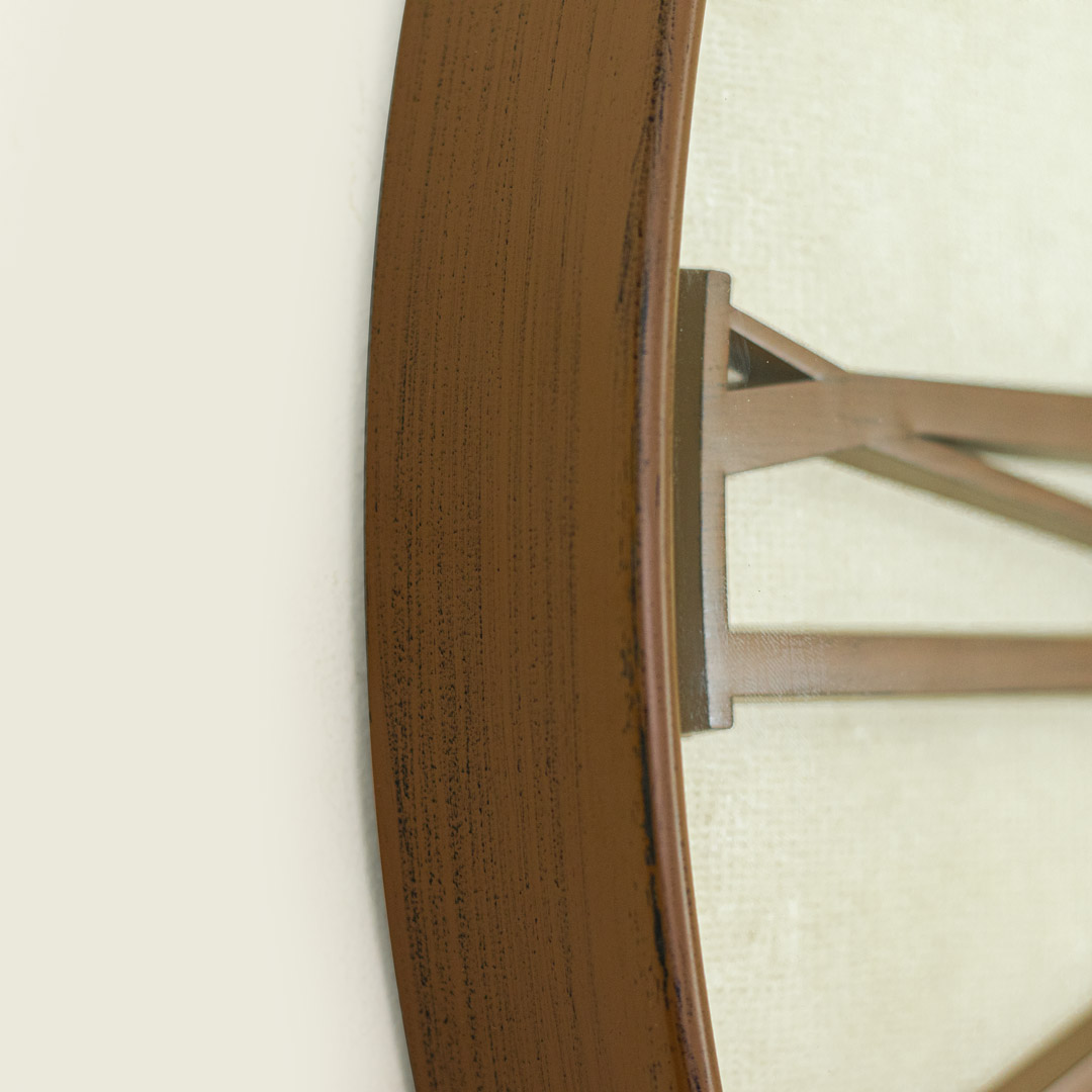 WC714-2-Antique Style Wood and Cream Color Wall Clock with Fiber Body Glass Dial and Linen Texture Design (9)