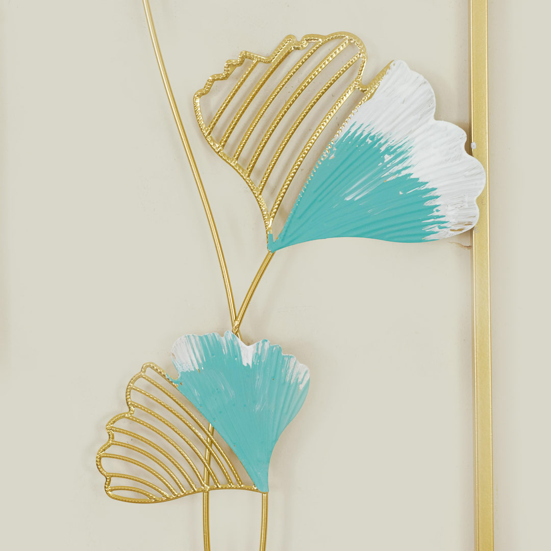 WR682-6-Metal-Body-Golden,-Green-Color-Aquatic-Leaf-Design-Wall-Decor-(7)