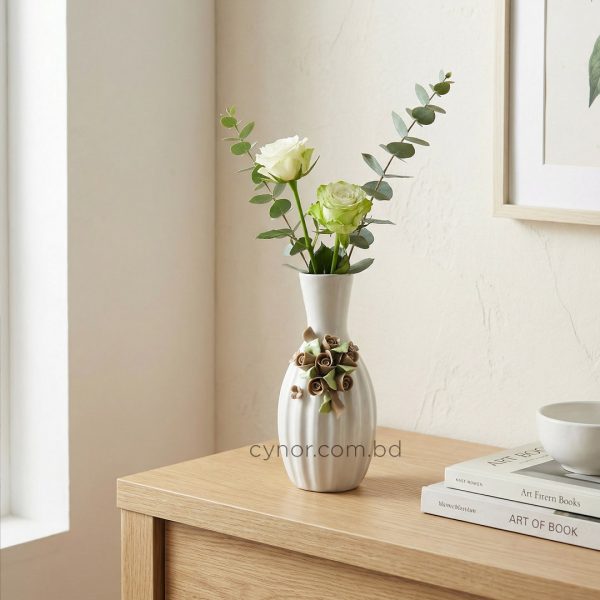 Porcelain Ceramic Vase with Floral Design