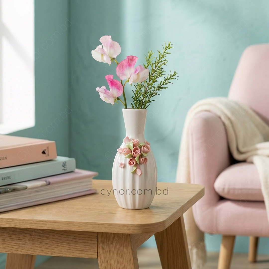 HD242-3-Porcelain Ceramic Vase with Pink Floral Design (1)