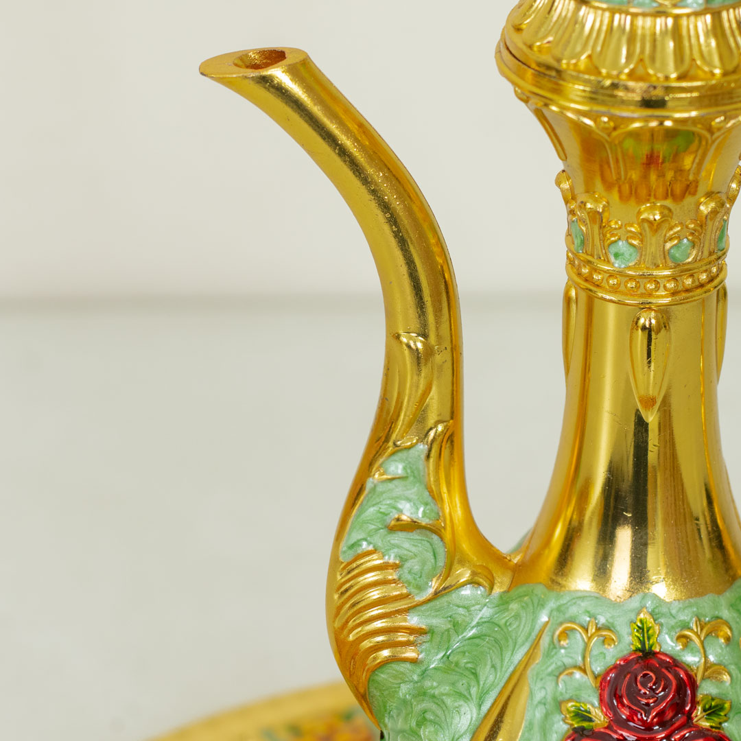 KC173-Mint-Traditional Surai Set Golden Mint SS Metal 6 Cups 1 Jug 1 Tray (5)