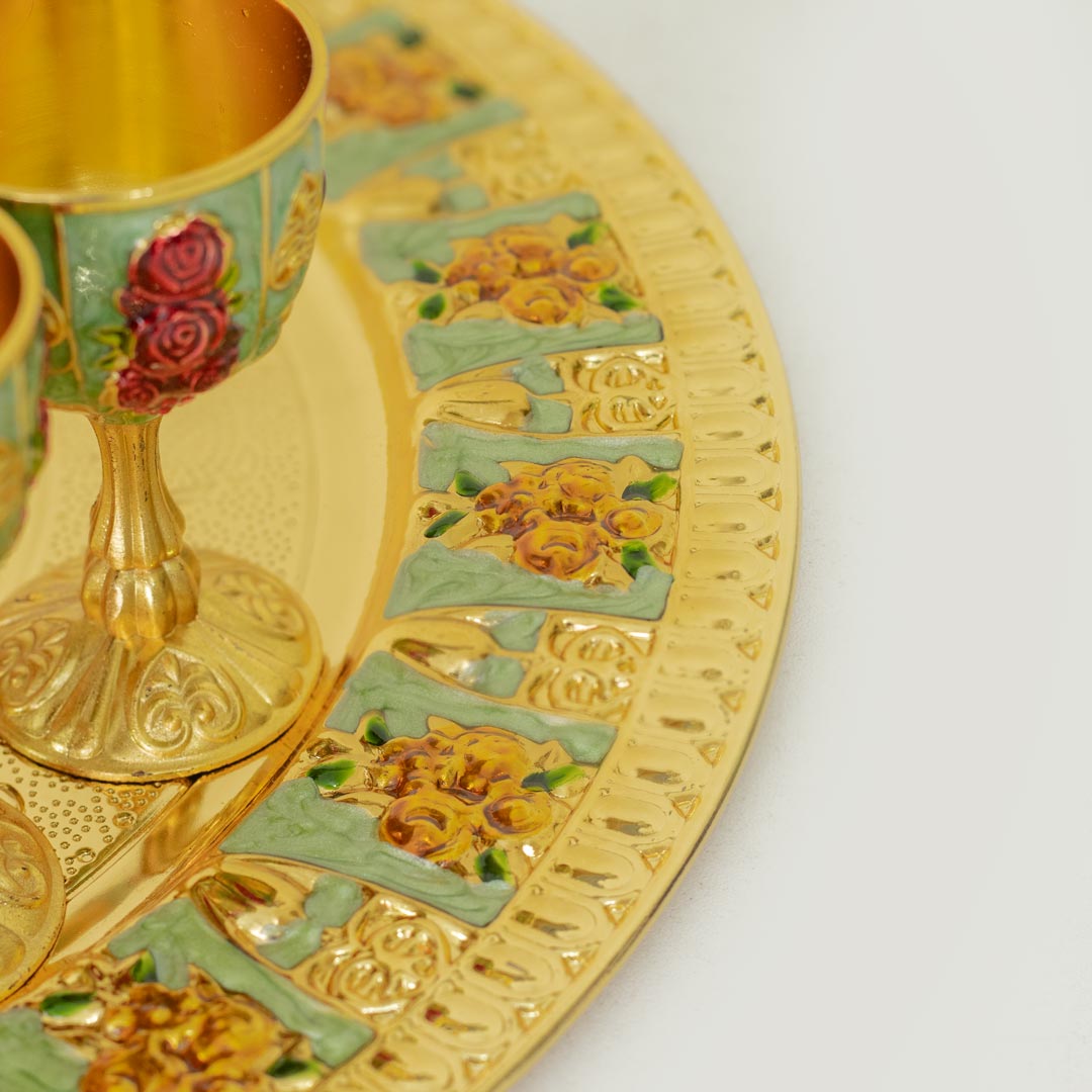 KC173-Mint-Traditional Surai Set Golden Mint SS Metal 6 Cups 1 Jug 1 Tray (9)