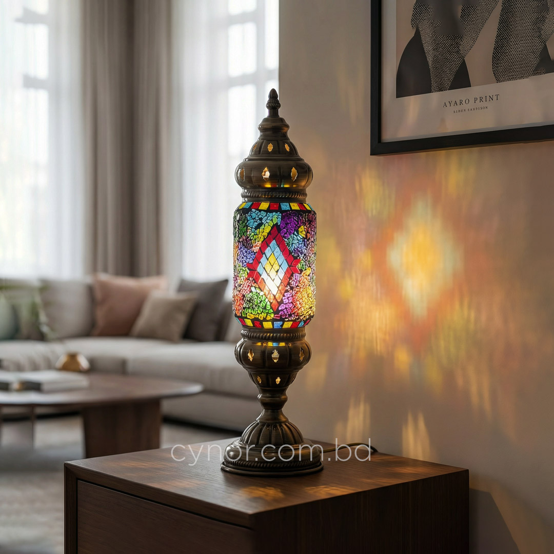 TL353-4-Multicolor Turkish Mosaic Table Lamp with Metal Body and Glass Stones (1)