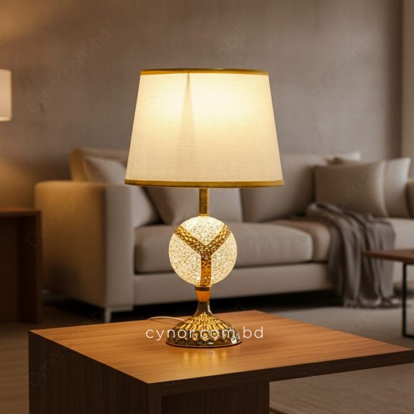 Metal Body Acrylic Design Golden Table Lamp with White Texture Plastic Shade