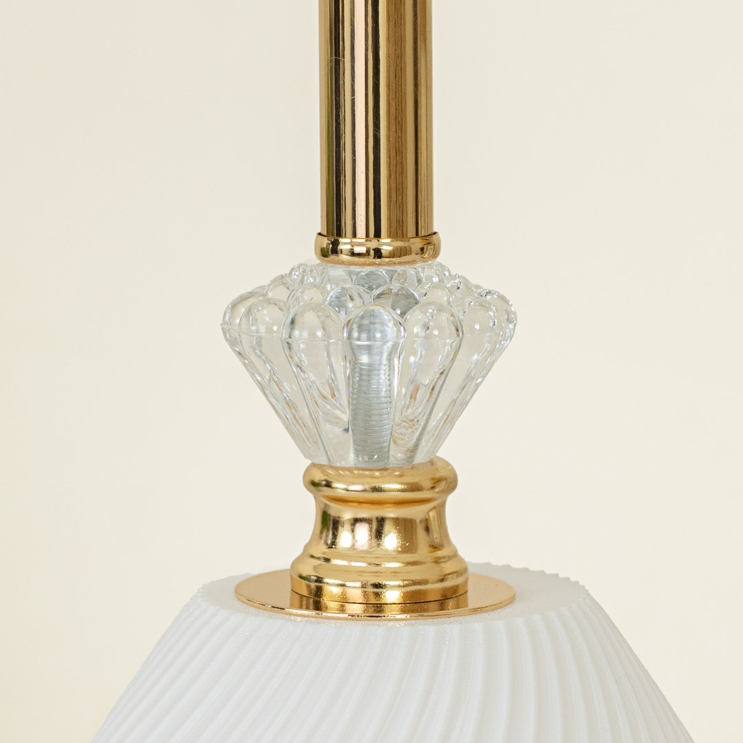 TL377-1-Metal Body Acrylic and Crystal Design Golden Table Lamp White Texture Plastic Shade (8)