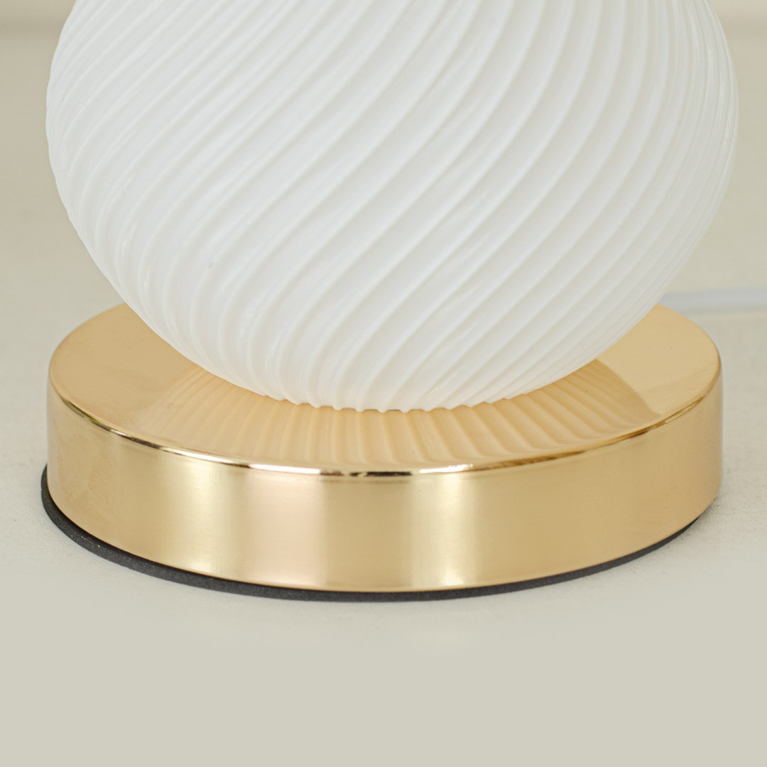 TL377-1-Metal Body Acrylic and Crystal Design Golden Table Lamp White Texture Plastic Shade (9)