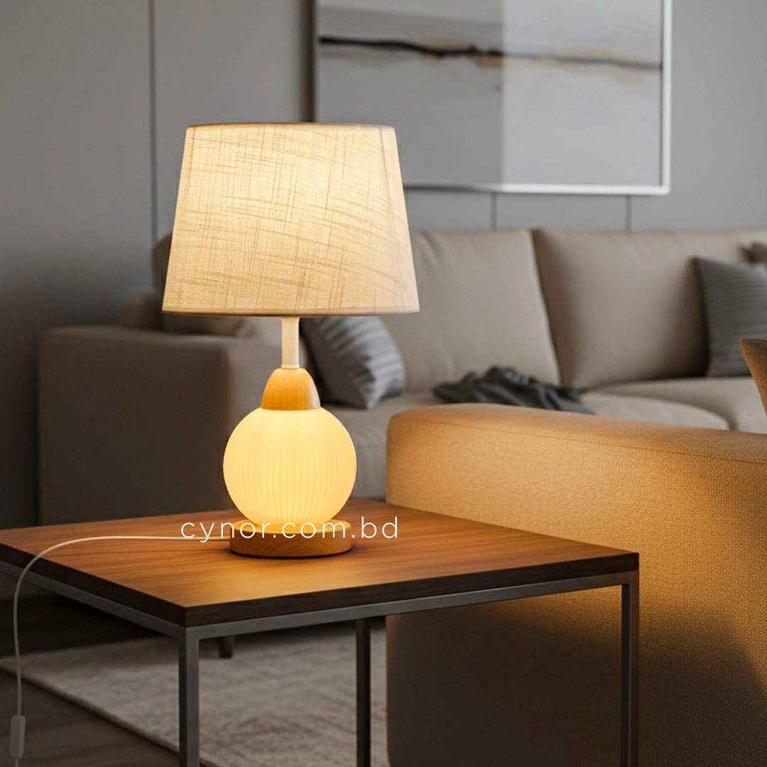 TL379-2-Metal and Acrylic Table Lamp with Bamboo Design and Texture Plastic Shade (1)