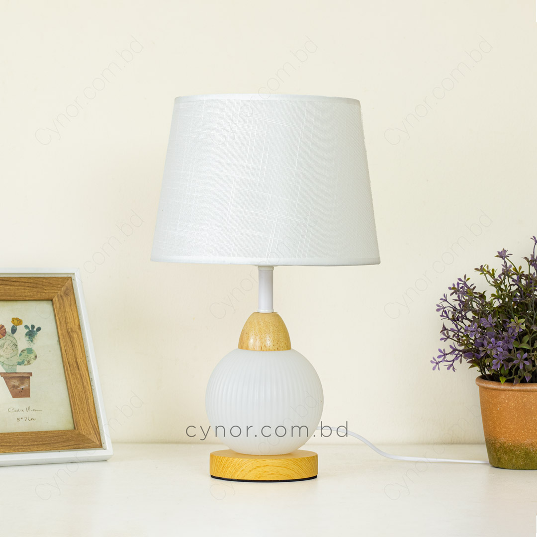 TL379-2-Metal and Acrylic Table Lamp with Bamboo Design and Texture Plastic Shade (2)