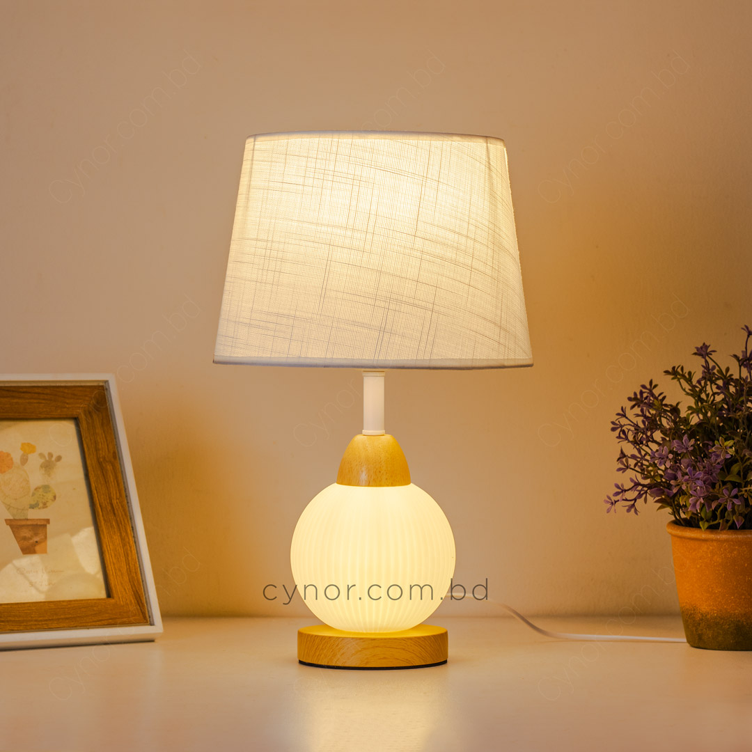 TL379-2-Metal and Acrylic Table Lamp with Bamboo Design and Texture Plastic Shade (3)