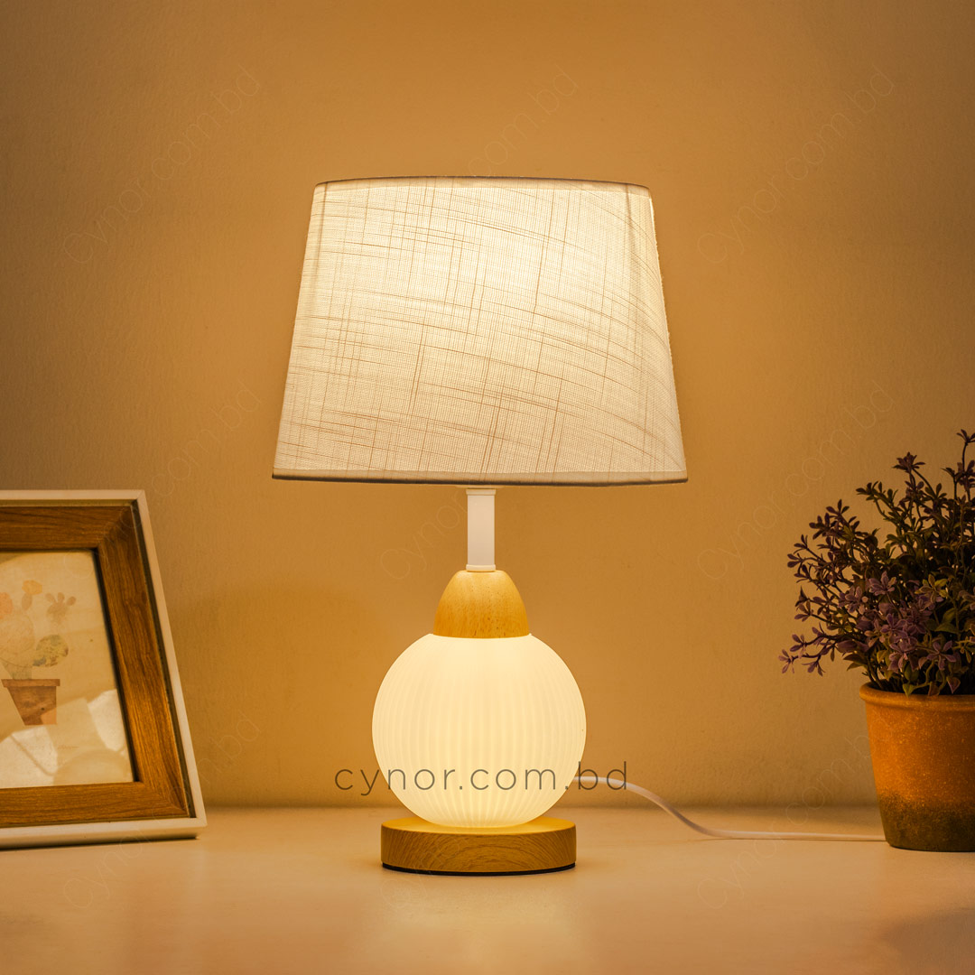 TL379-2-Metal and Acrylic Table Lamp with Bamboo Design and Texture Plastic Shade (4)