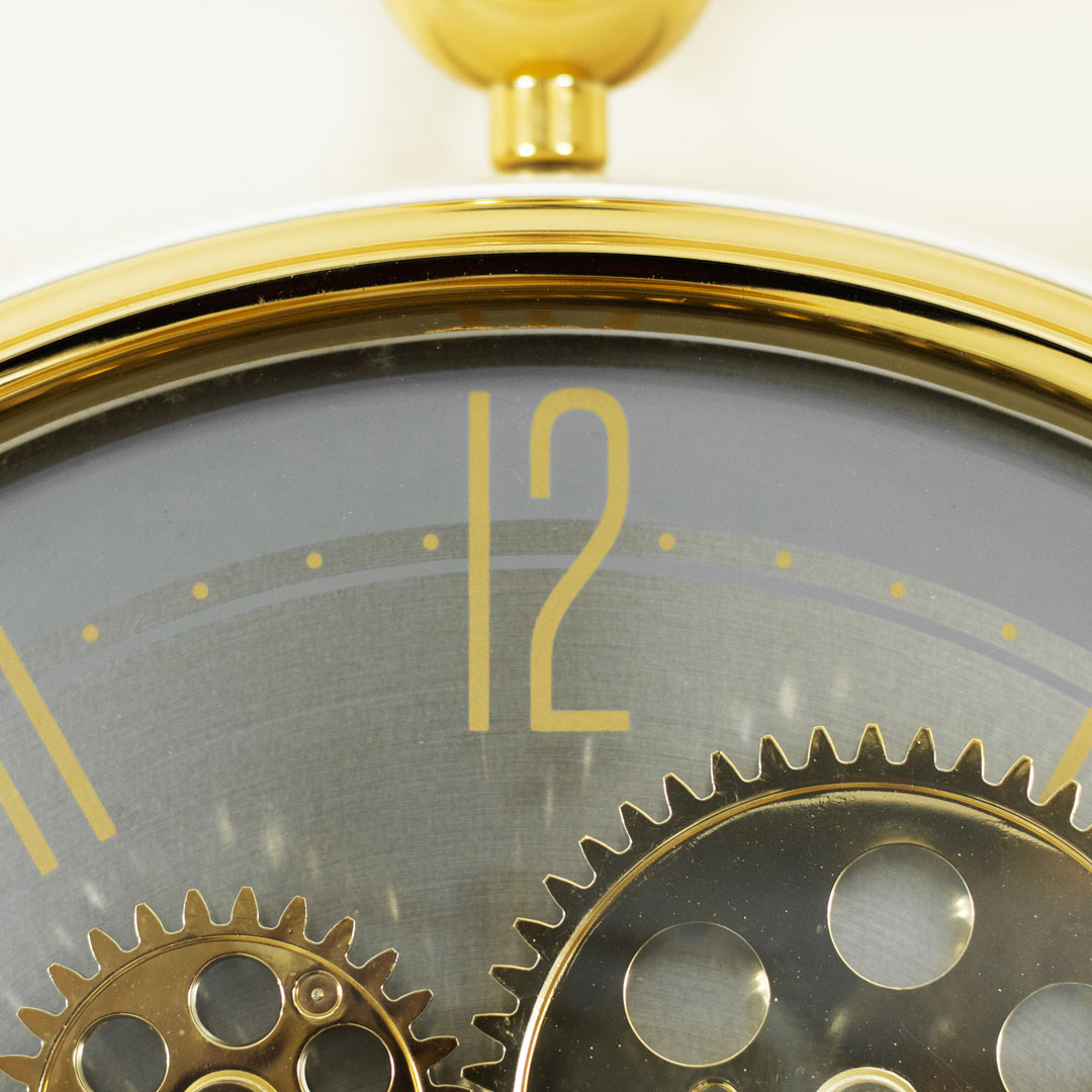 WC676-Ash-Golden Ash Moving Mechanical Gear Design Quartz Wall Clock Made with Fiber and Glass (8)