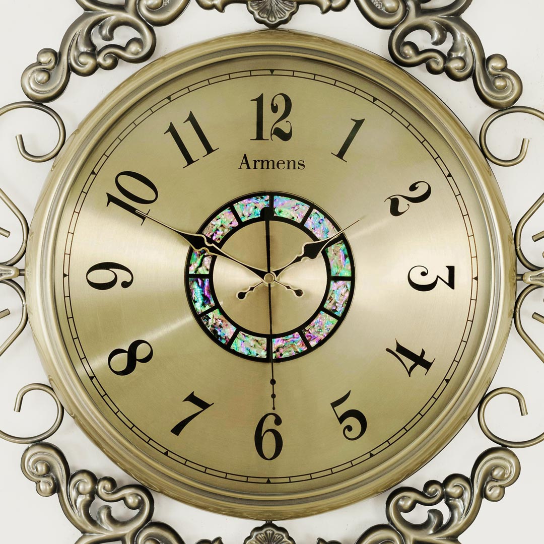 WC681-Golden-Dial-Premium Antique Golden Finish Wall Clock with Metal Body and Glass Dial (3)