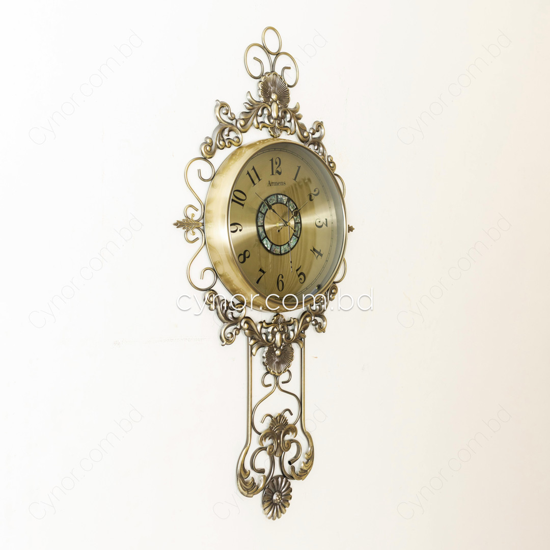 WC681-Golden-Dial-Premium Antique Golden Finish Wall Clock with Metal Body and Glass Dial (4)