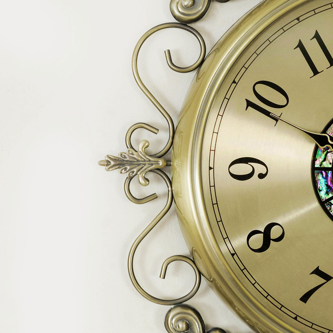 WC682-Golden-Dial-Premium Wall Clock with Antique Golden Finish Metal Body and Glass Dial (5)