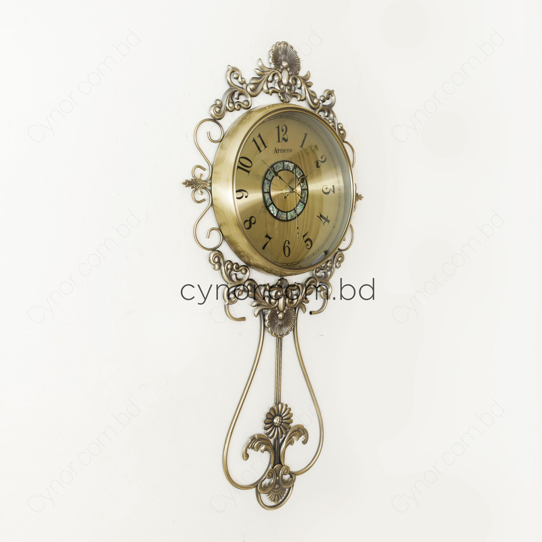 WC682-Golden-Dial-Premium Wall Clock with Antique Golden Finish Metal Body and Glass Dial (8)