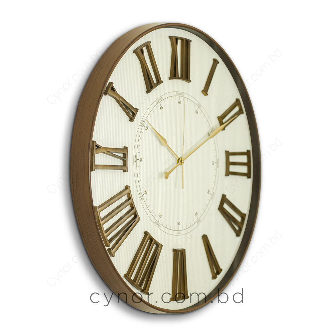WC714-3-Antique Style Wood and Cream Color Wall Clock with Fiber Body Glass Dial Texture Design (4)