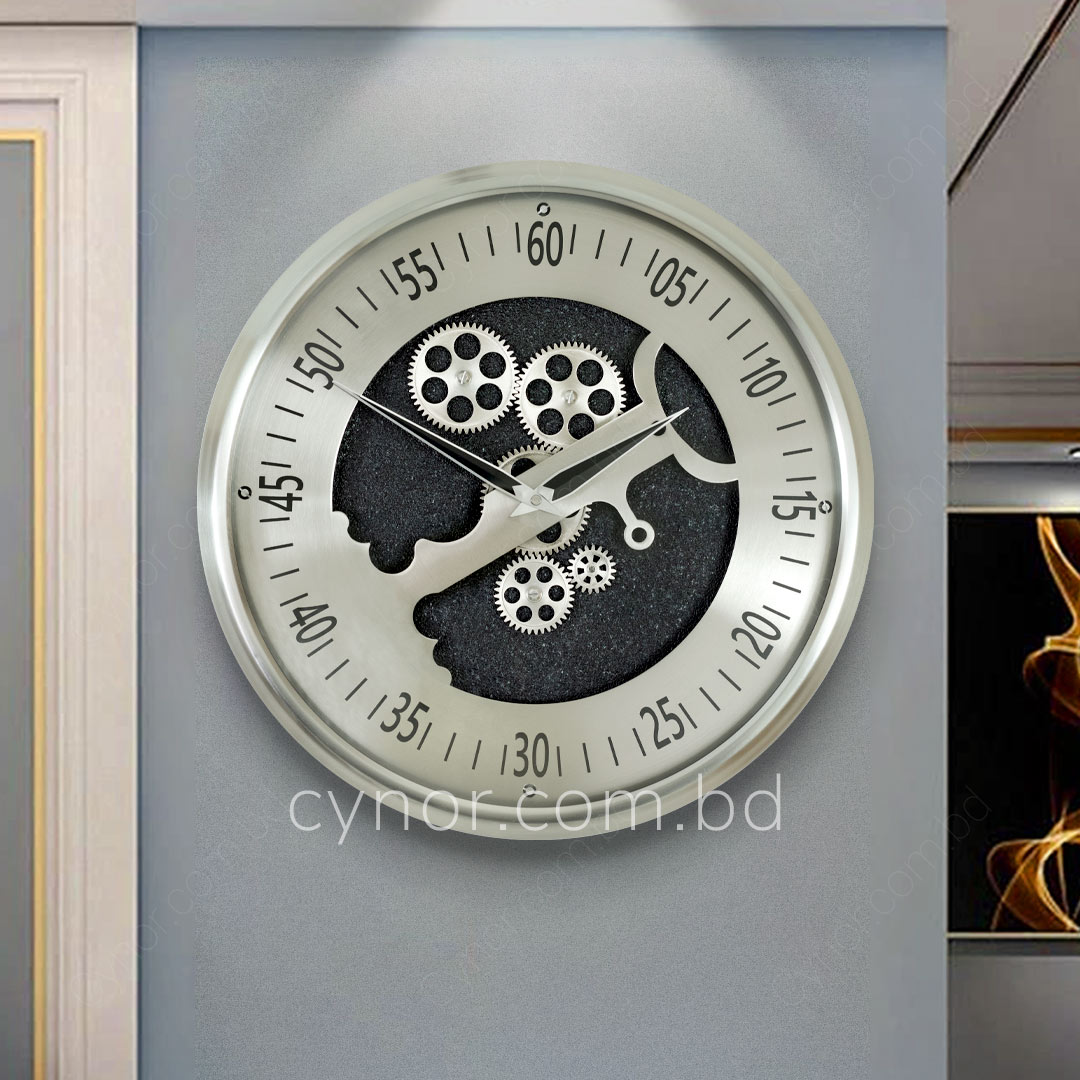 WC716-2-Luxury Antique Silver Mechanical Gear Quartz Wall Clock High Quality Metal Finish Glass Dial (11)