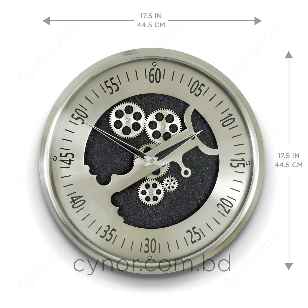 WC716-2-Luxury Antique Silver Mechanical Gear Quartz Wall Clock High Quality Metal Finish Glass Dial (4)