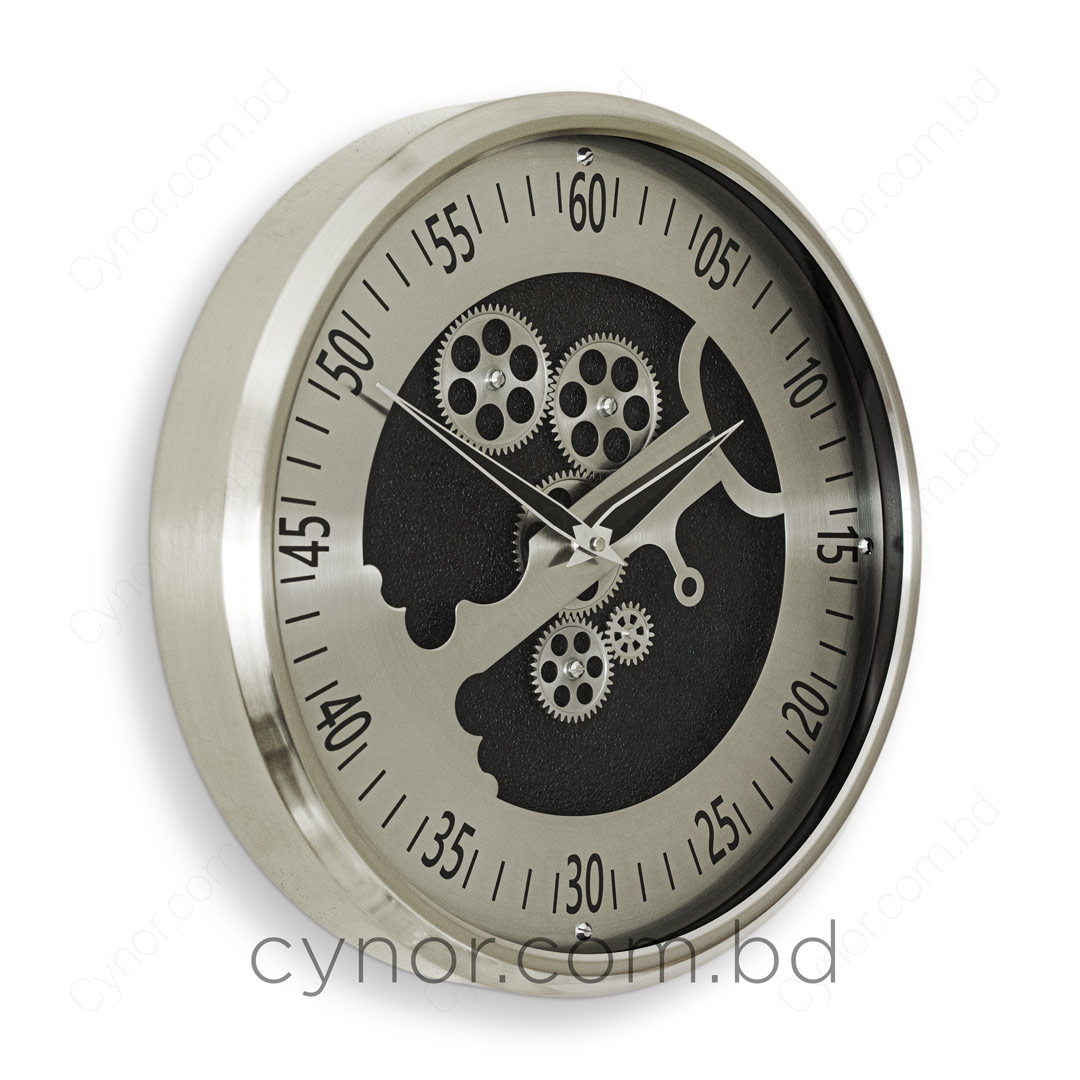 WC716-2-Luxury Antique Silver Mechanical Gear Quartz Wall Clock High Quality Metal Finish Glass Dial (5)