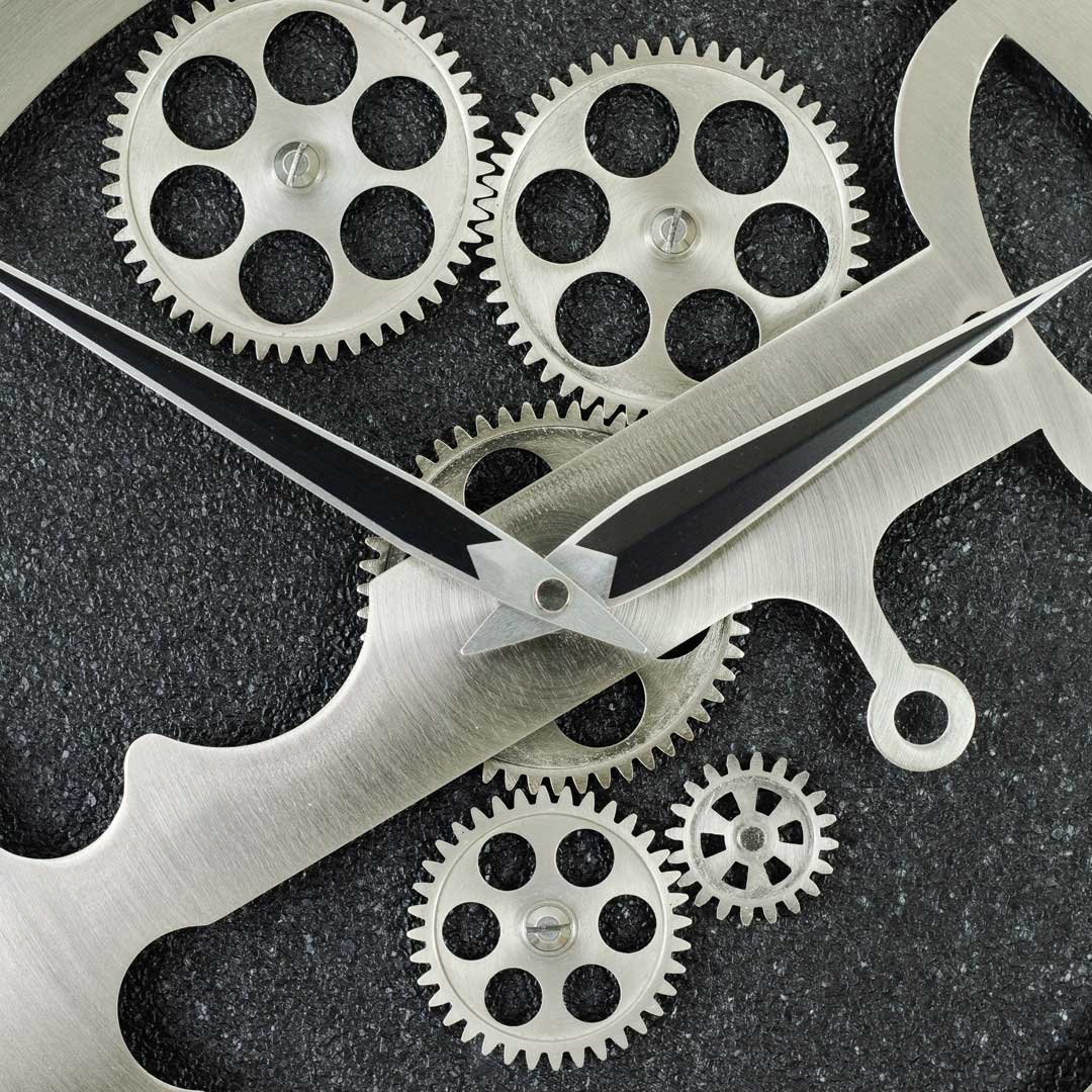 WC716-2-Luxury Antique Silver Mechanical Gear Quartz Wall Clock High Quality Metal Finish Glass Dial (6)