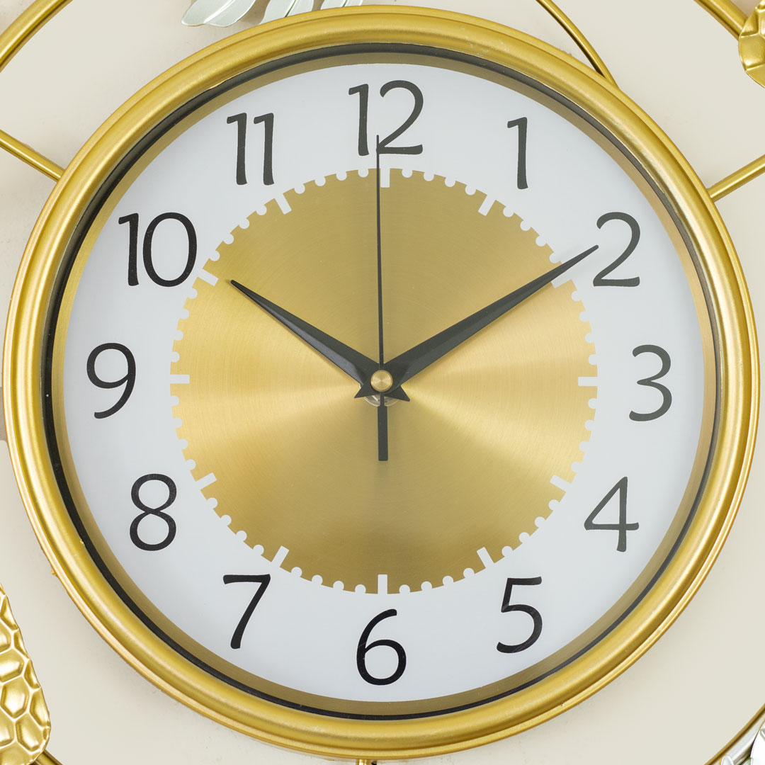 WC724-Decorative Glossy Aquatic Wall Clock Stainless Steel Golden Green Silver (11)