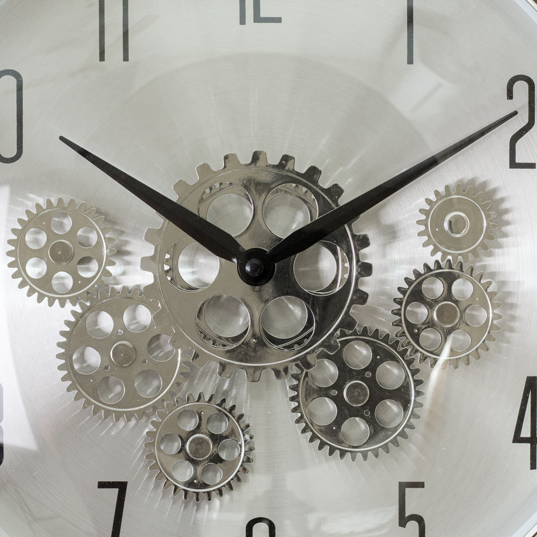 WC725-Silver-2-Moving Mechanical Gear Quartz Wall Clock Silver Color Fiber and Glass Made (5)