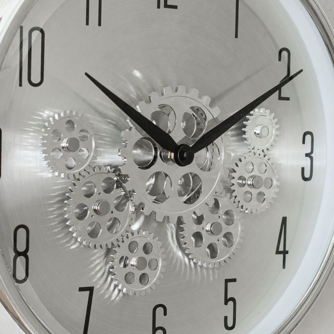 WC725-Silver-2-Moving Mechanical Gear Quartz Wall Clock Silver Color Fiber and Glass Made (6)