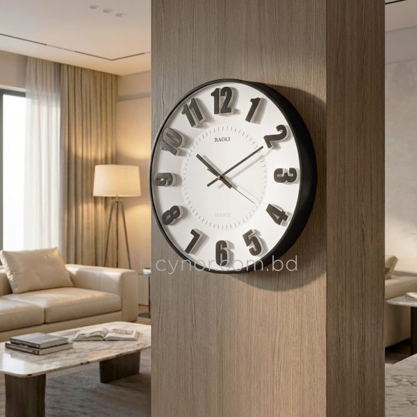Modern Aesthetic Wall Clock Black Fiber Frame Glass Dial