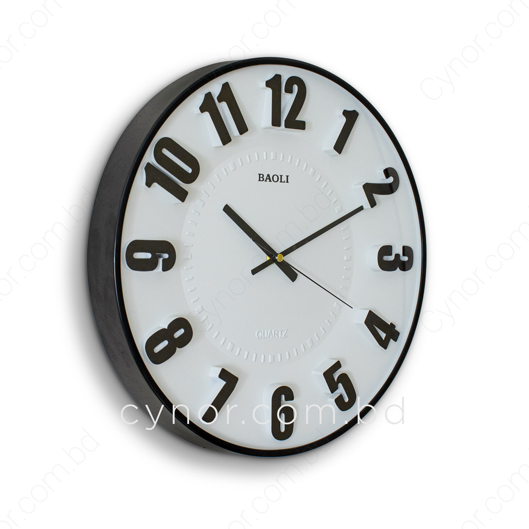 WC732-Modern Aesthetic Wall Clock Black Fiber Frame Glass Dial (4)