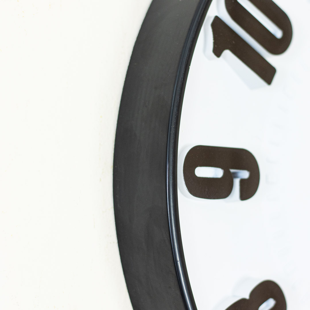 WC732-Modern Aesthetic Wall Clock Black Fiber Frame Glass Dial (7)