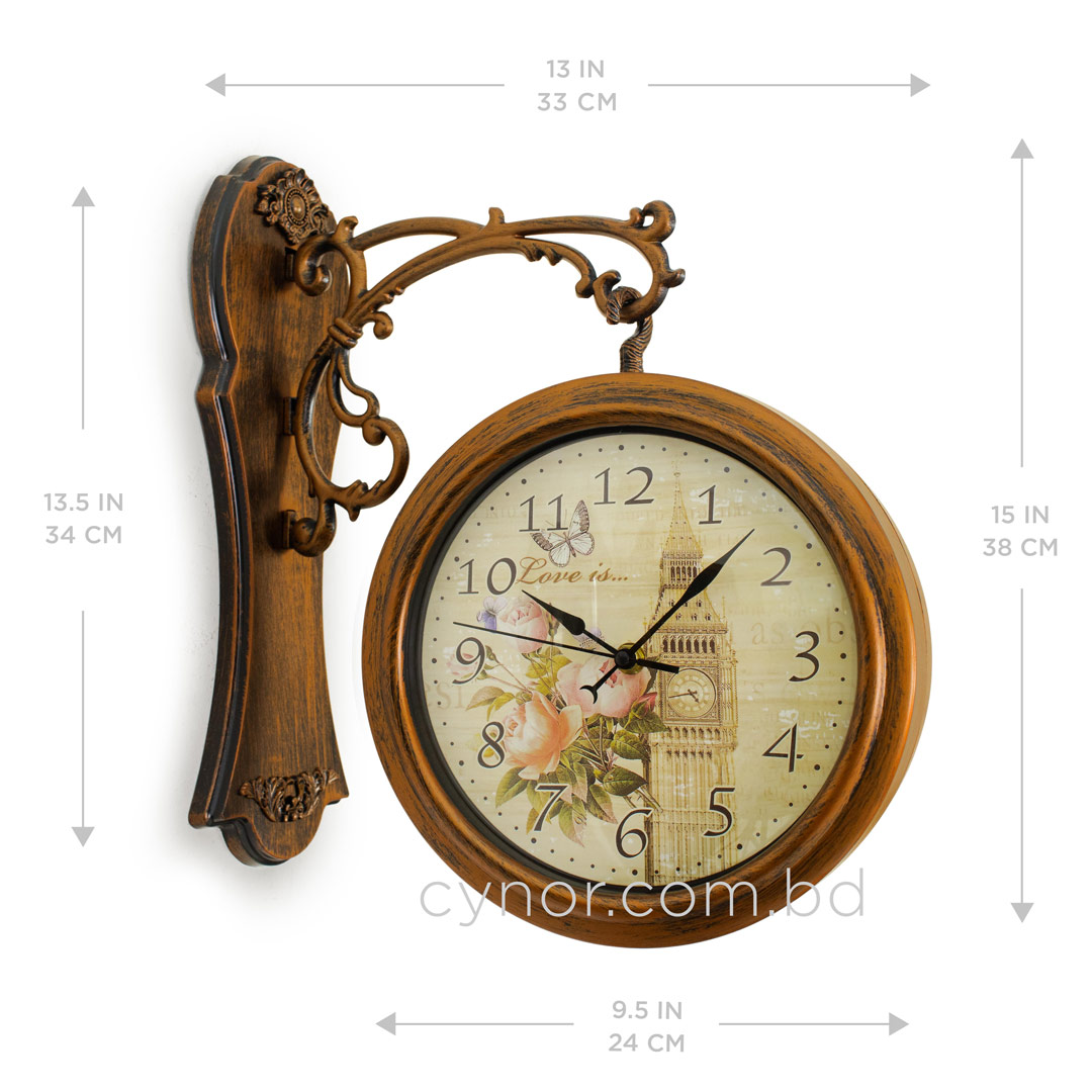 WC733-1-Antique Finish Double Sided Station Wall Clock Fiber Body Glass Dial (3)