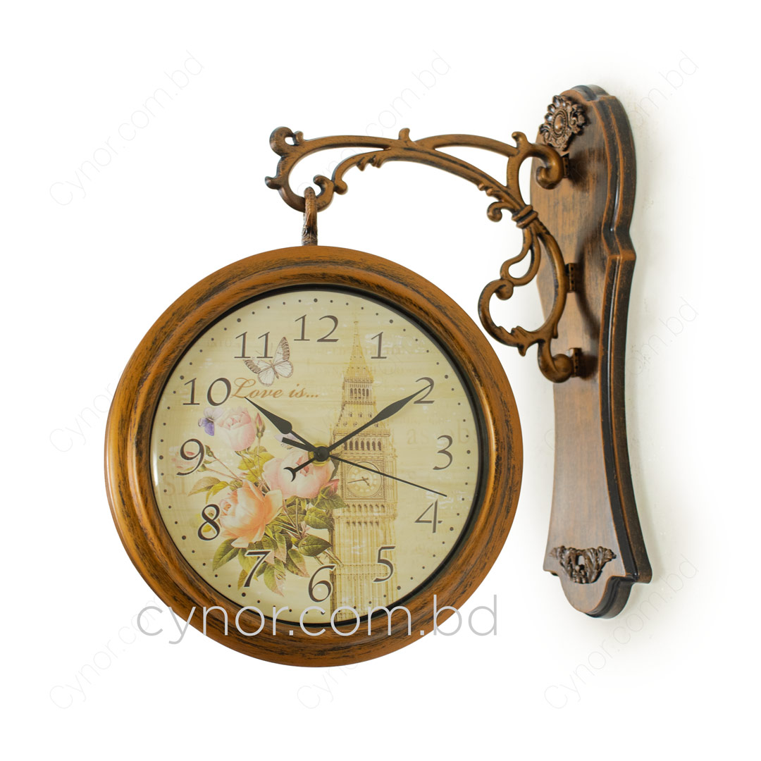 WC733-1-Antique Finish Double Sided Station Wall Clock Fiber Body Glass Dial (4)