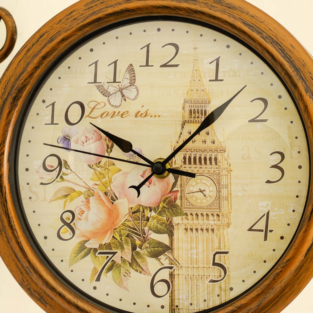 WC733-1-Antique Finish Double Sided Station Wall Clock Fiber Body Glass Dial (5)