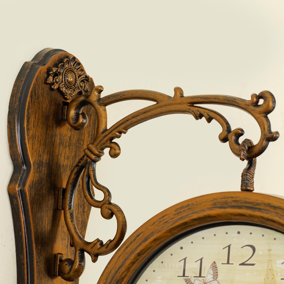 WC733-1-Antique Finish Double Sided Station Wall Clock Fiber Body Glass Dial (7)