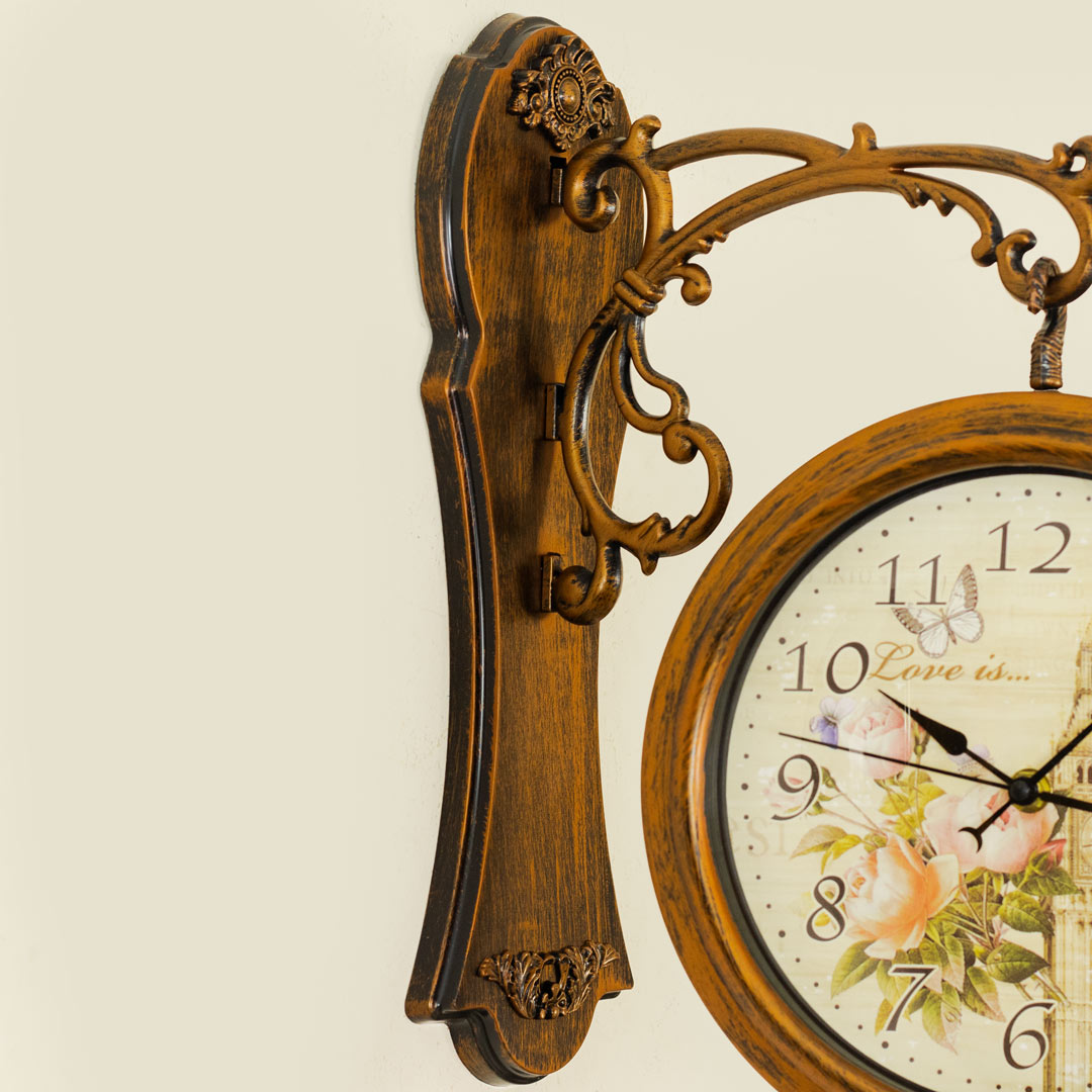 WC733-1-Antique Finish Double Sided Station Wall Clock Fiber Body Glass Dial (8)
