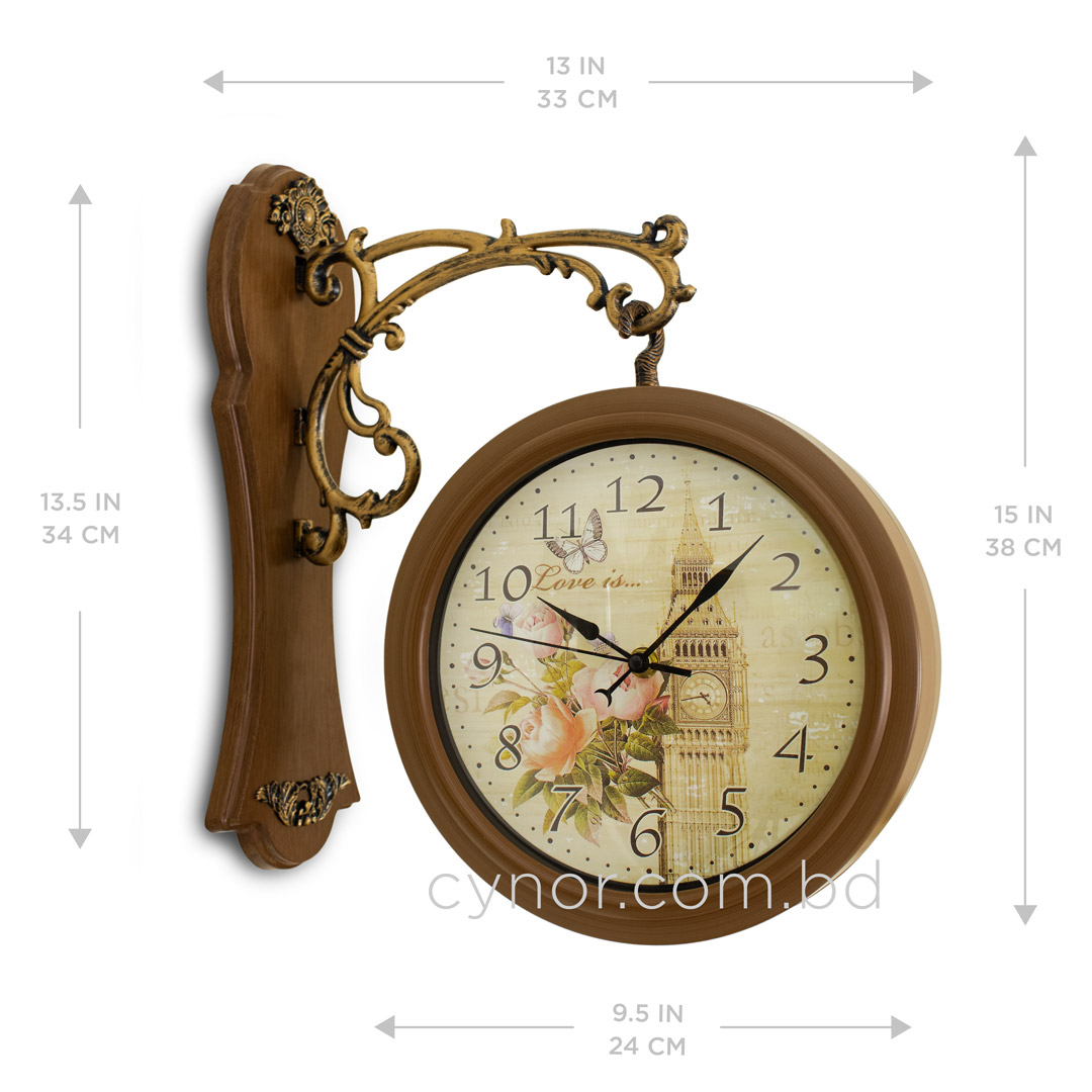 WC733-2-Vintage Style Double Sided Station Wall Clock Fiber Body Glass Dial (2)