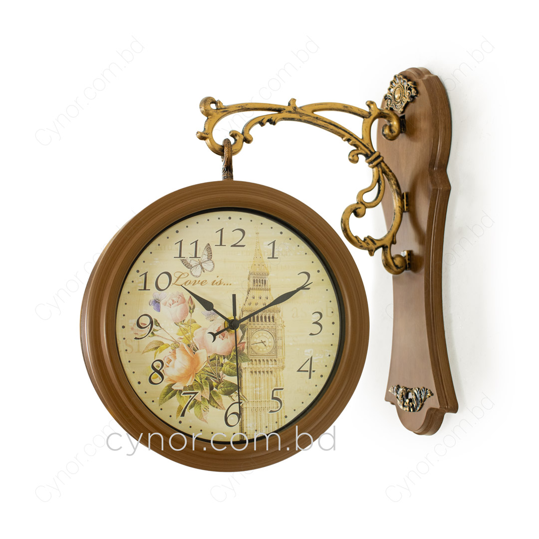 WC733-2-Vintage Style Double Sided Station Wall Clock Fiber Body Glass Dial (3)