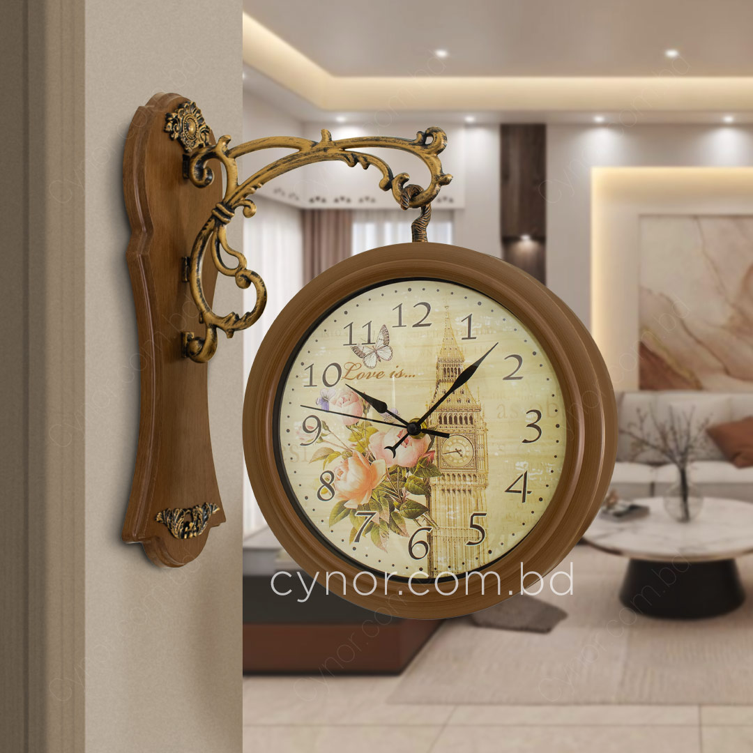 WC733-2-Vintage Style Double Sided Station Wall Clock Fiber Body Glass Dial (9)