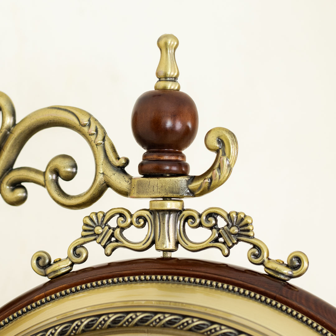 WC734-Luxury Vintage Style Double Sided Station Wall Clock Wooden Golden Metal Finish (7)