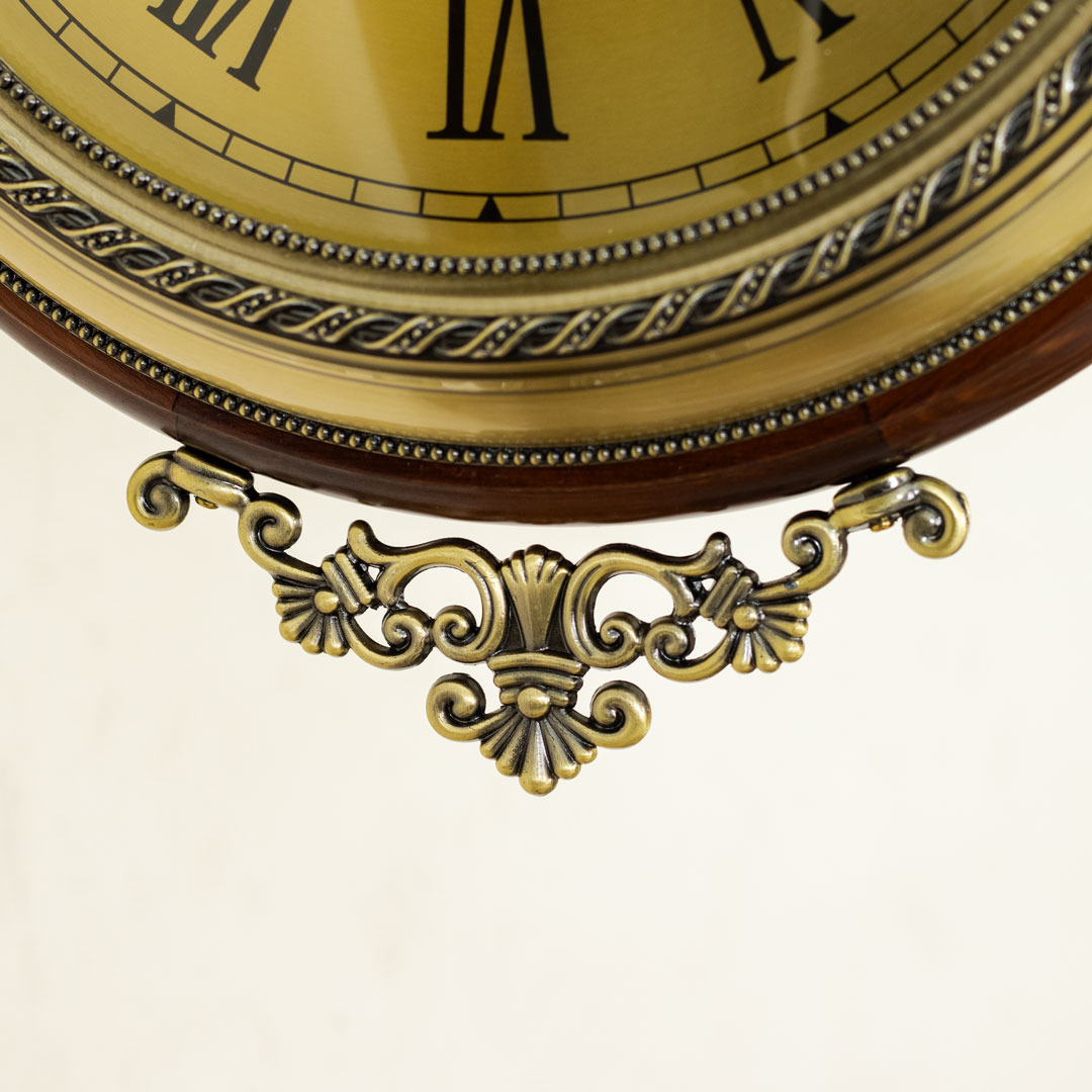 WC734-Luxury Vintage Style Double Sided Station Wall Clock Wooden Golden Metal Finish (8)