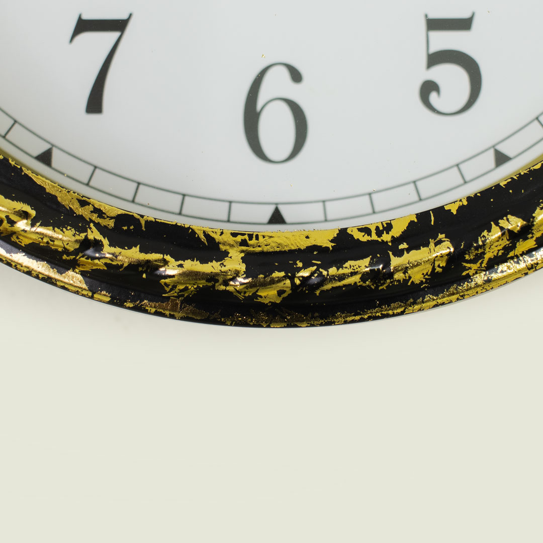 WC735-Botanical Inspired Stone Textured Wall Clock Stainless Steel Golden Black (11)