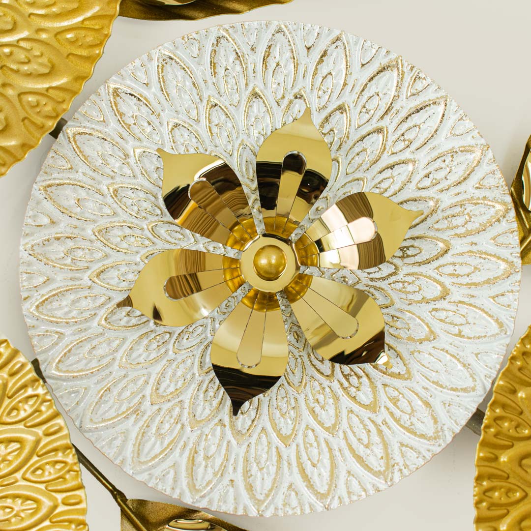 WR689-Luxury Botanical SS Metal Wall Decor Golden Soft Ivory Finish (10)