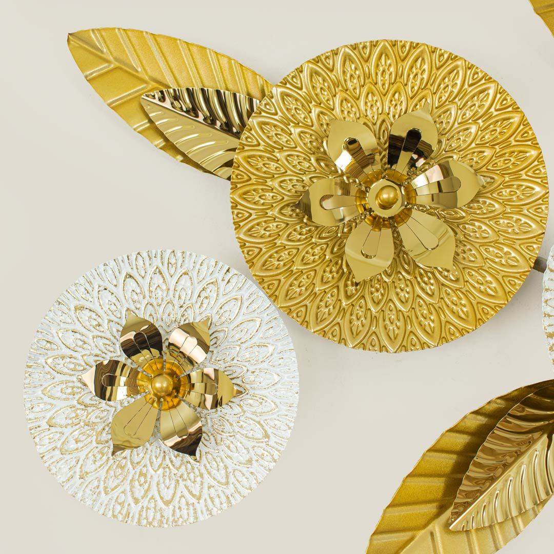 WR689-Luxury Botanical SS Metal Wall Decor Golden Soft Ivory Finish (11)