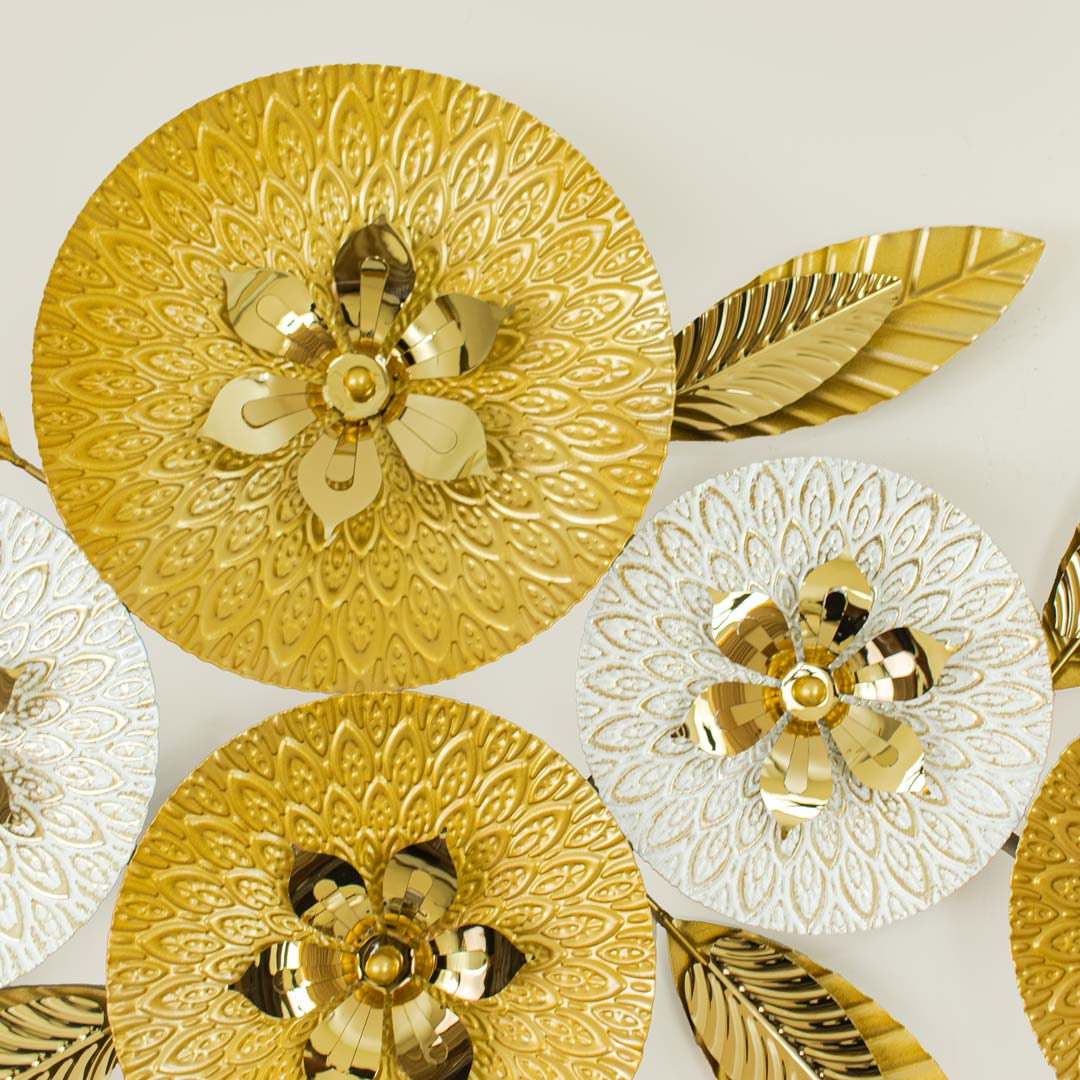 WR689-Luxury Botanical SS Metal Wall Decor Golden Soft Ivory Finish (12)
