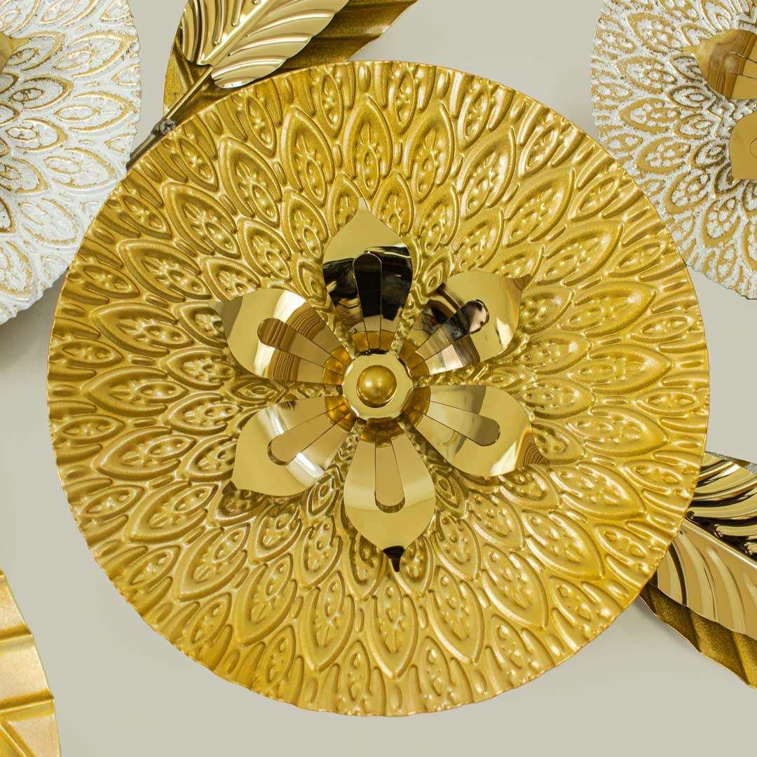 WR689-Luxury Botanical SS Metal Wall Decor Golden Soft Ivory Finish (8)