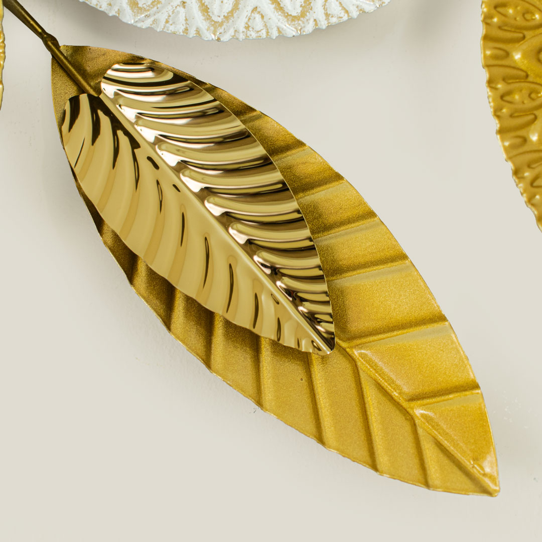 WR689-Luxury Botanical SS Metal Wall Decor Golden Soft Ivory Finish (9)
