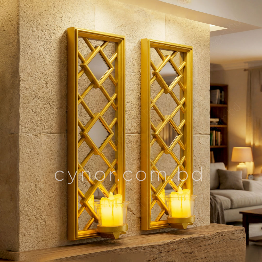 CH132-1-Decorative Golden Wall Hanging Candle Holders Set with Glass Cups (1)